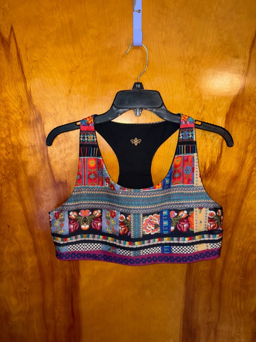 Johnny Was Bee Active Racerback Sports Bra Beatrice Patchwork Reversible NO Tag - Picture 7 of 9